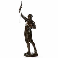 Sculpture française ancienne en bronze du "Credo" par Julien Monier:: vers 1904