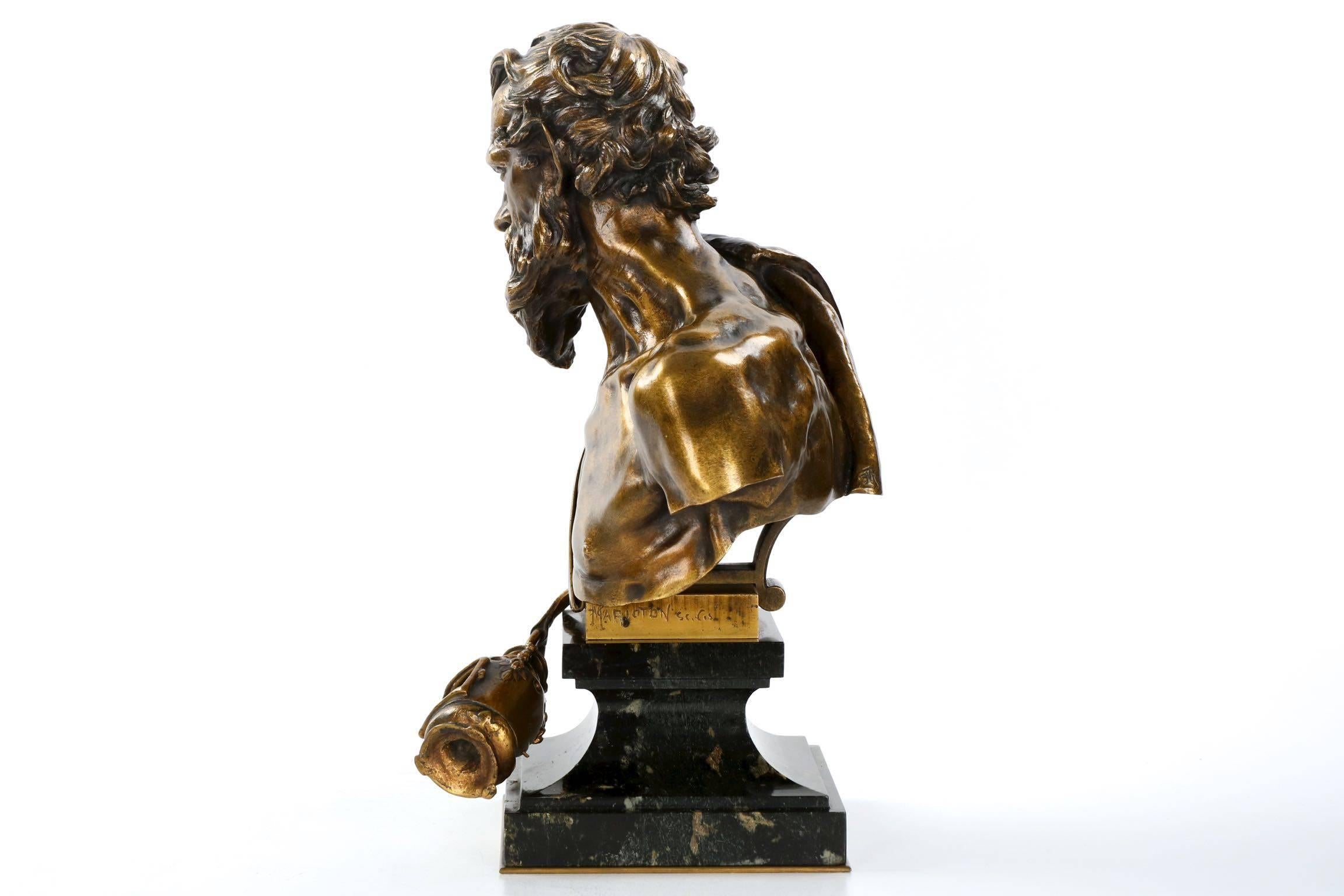 Patinated Authentic French Bronze Sculpture of Diogenes After Model by Claudius Marioton