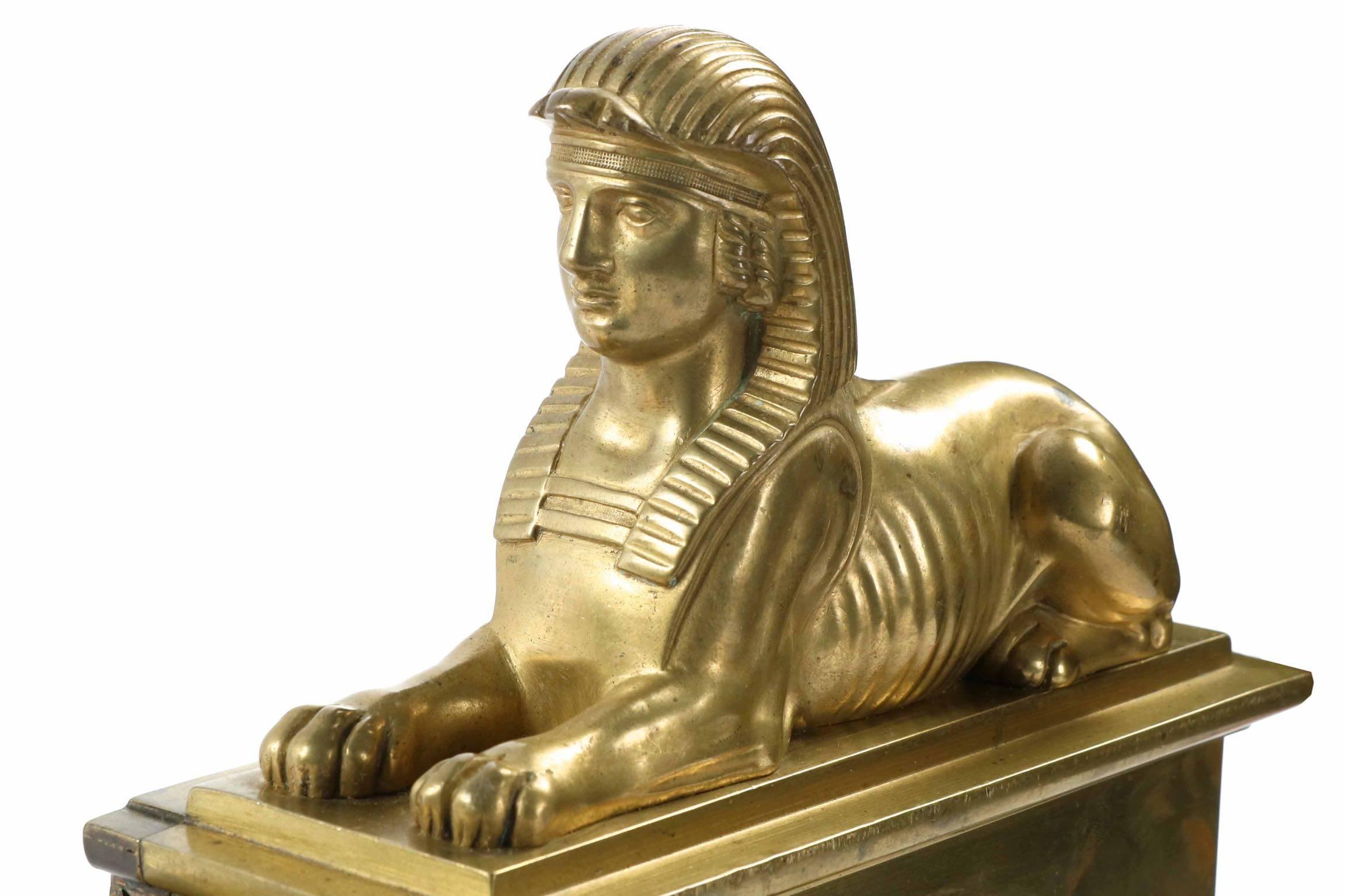 Regency Antique Brass Fire Fender with Flanking Egyptian Sphinx, 19th Century 3