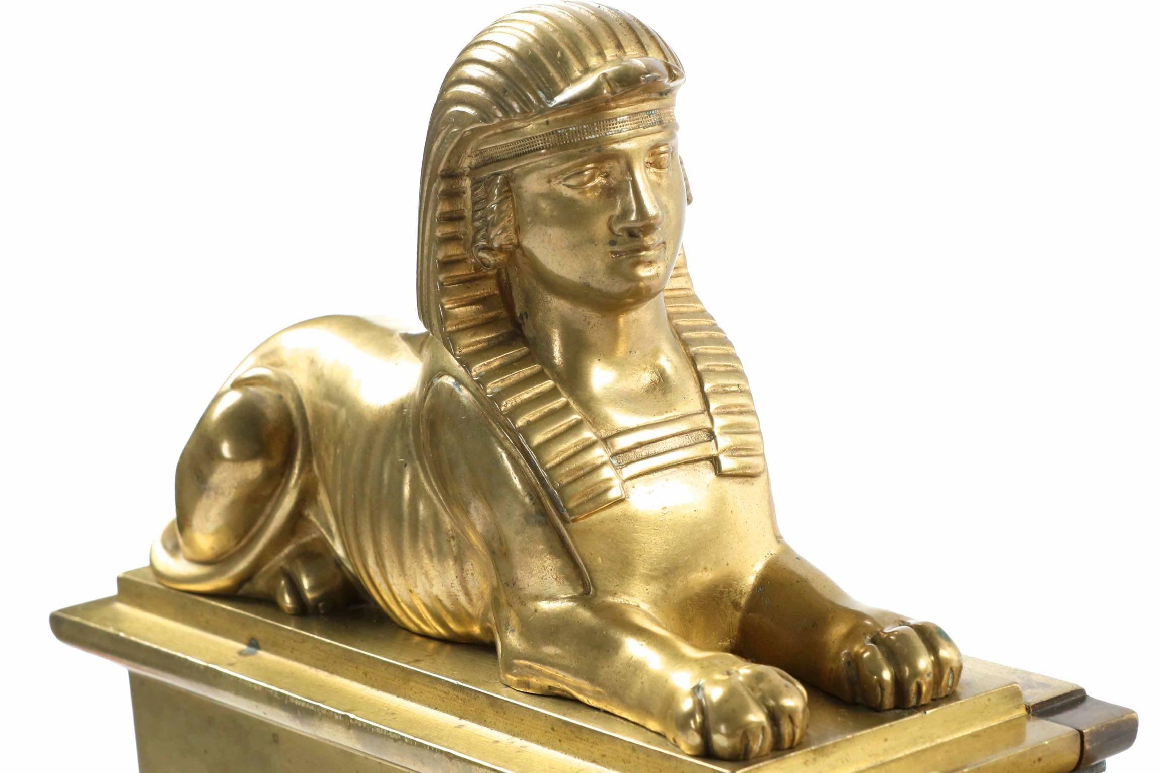 Regency Antique Brass Fire Fender with Flanking Egyptian Sphinx, 19th Century 1
