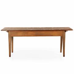 19th Century American Scrubbed Pine Harvest Farm Table in Early Ochre Paint