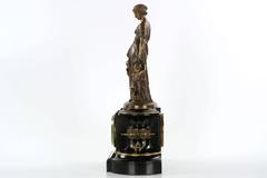 Fine Napoleon III Bronze Figural Slate Antique Mantel Clock by Japy Freres