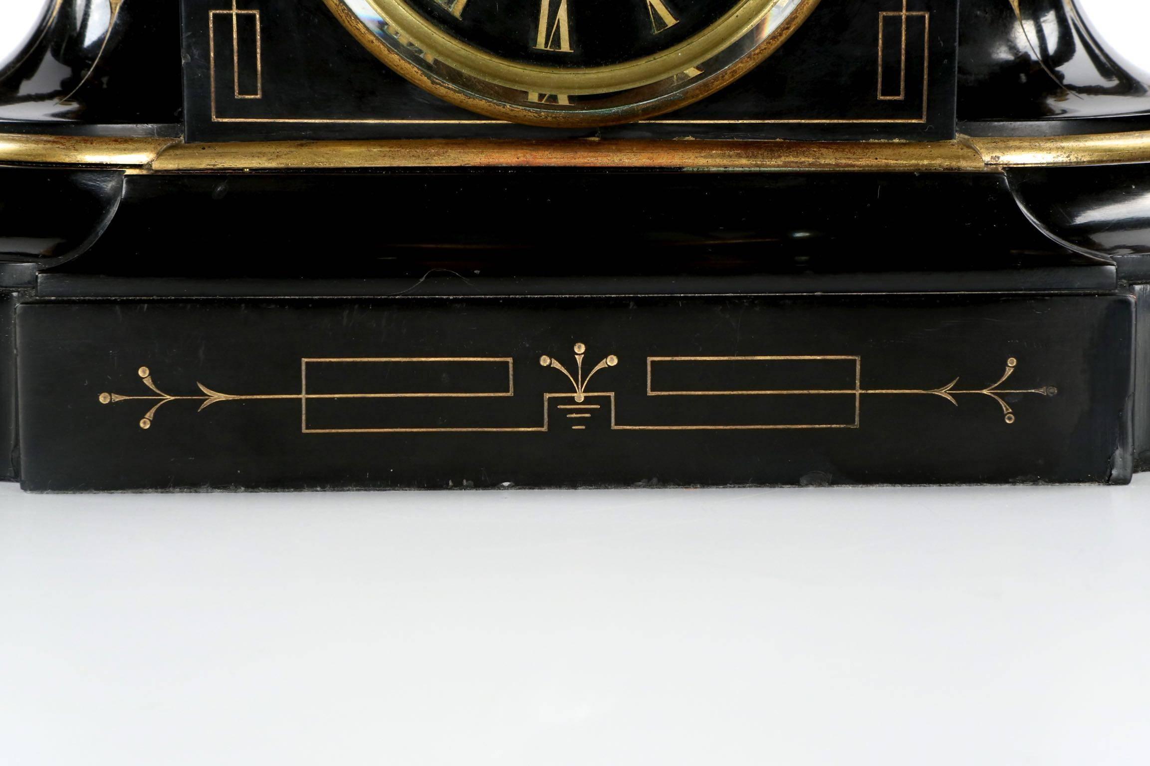 Fine Napoleon III Bronze Figural Slate Antique Mantel Clock by Japy Freres 3