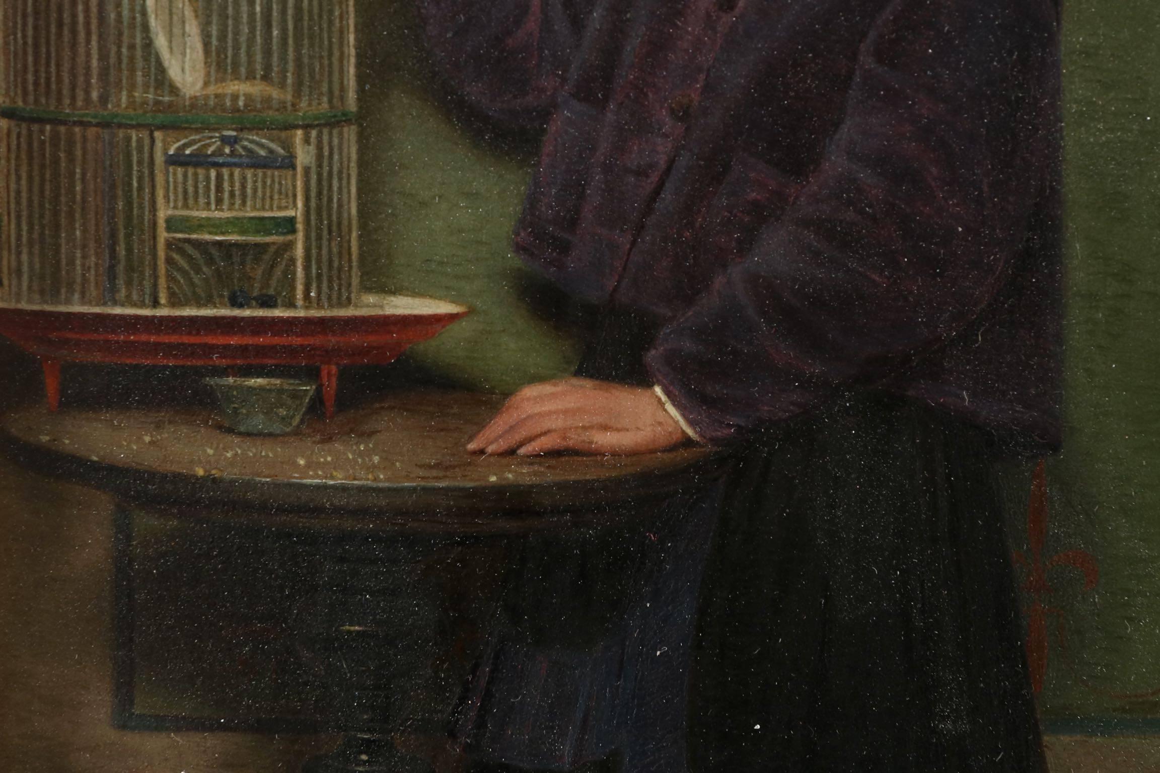 Painted Small Antique Oil Painting of 