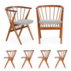 Vintage Rare Set of Six Helge Sibast for Sibast Møbler No. 8 Dining Chairs, circa 1960