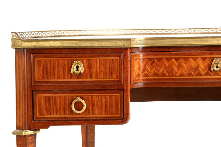 French Neoclassical Demilune Parquetry Leather Top Writing Desk At Leather Top Writing Desk For A Strikingly Beautiful Piece Of Pleasing Lines And Exquisite Surface Treatment This Neoclassical Style