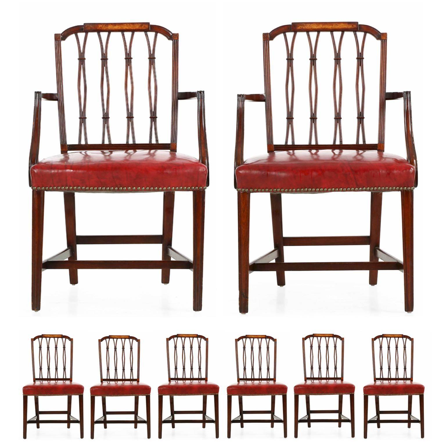 Set of Eight American Federal Style Mahogany and Birch Dining Chairs