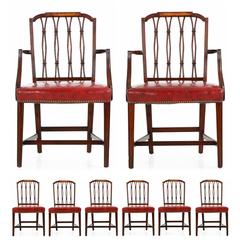 Set of Eight American Federal Style Mahogany and Birch Dining Chairs