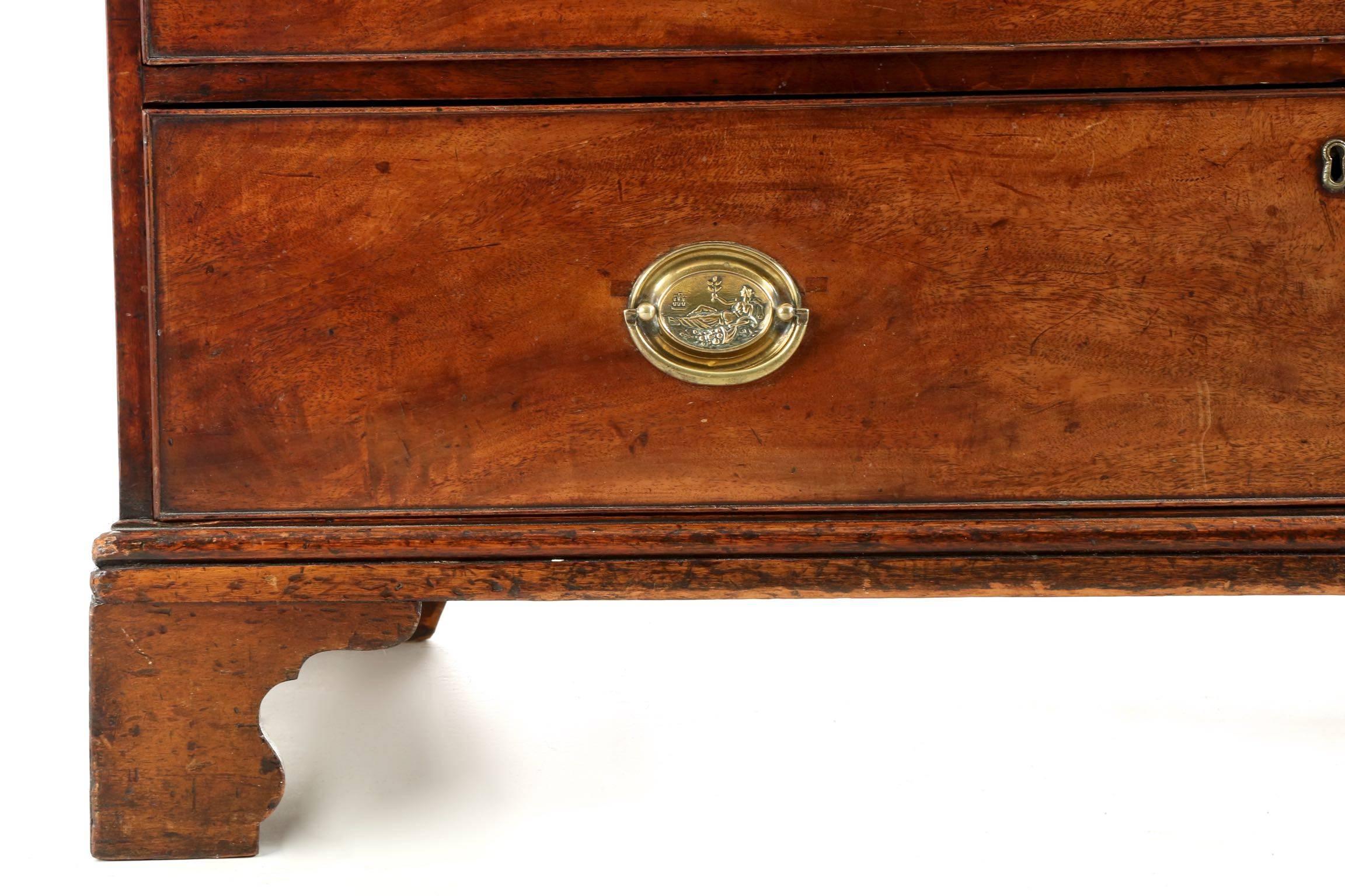 English George III Mahogany Linen Press over Chest of Drawers, circa 1780 3