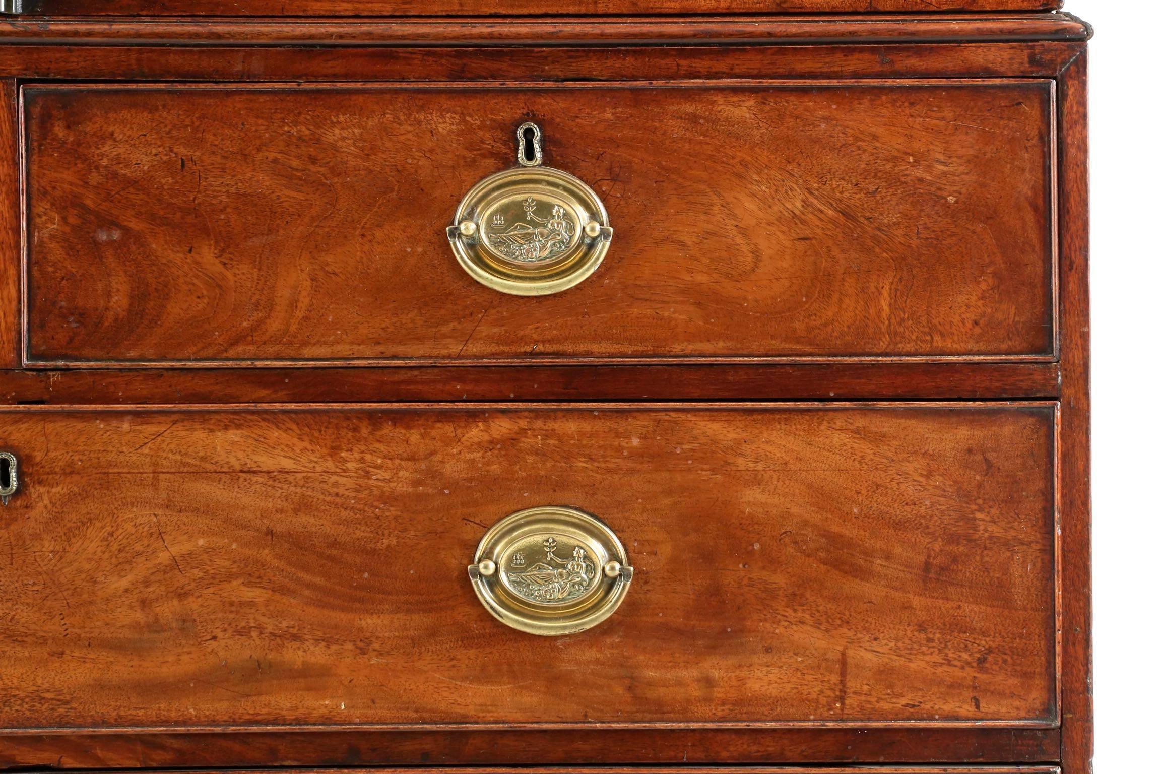 English George III Mahogany Linen Press over Chest of Drawers, circa 1780 2