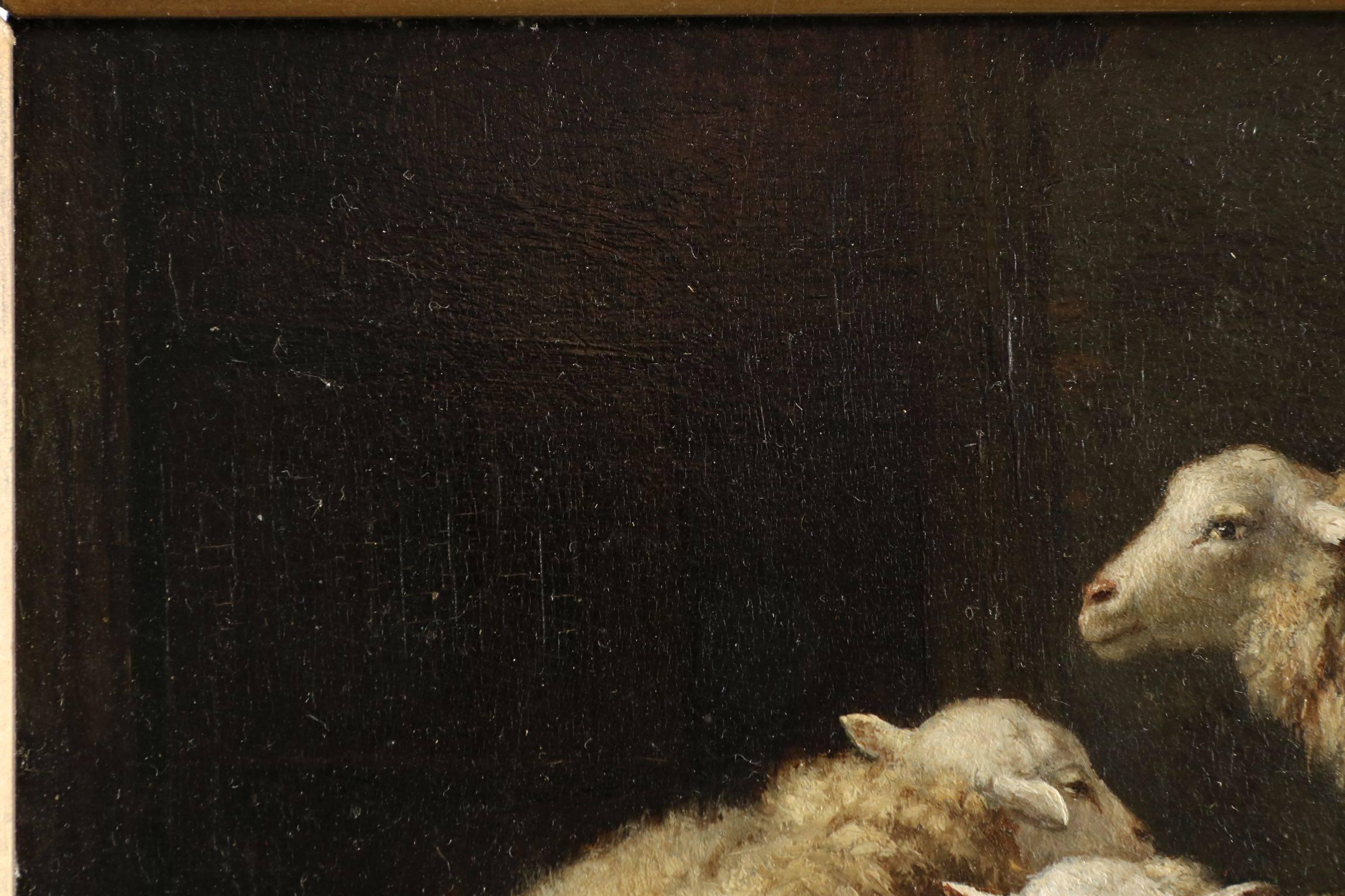 antique sheep painting