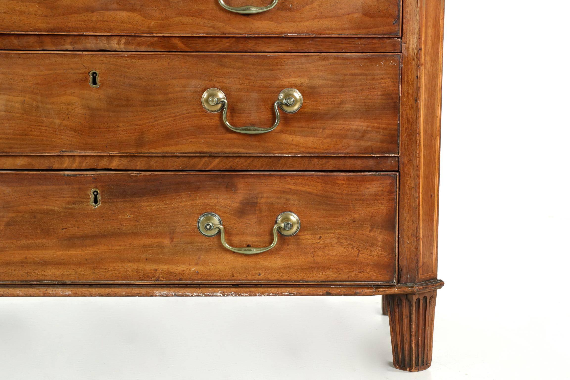 Georgian Inlaid Mahogany Silver and Linens Chest of Drawers, 19th Century 5