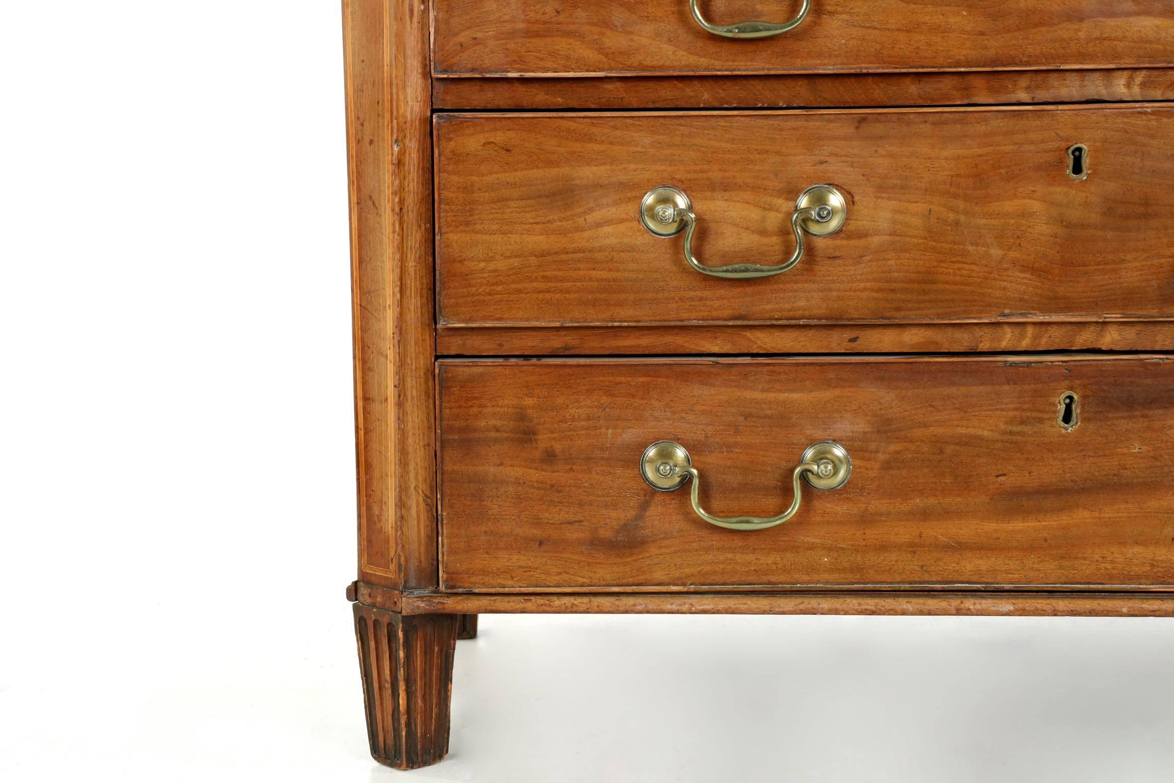Georgian Inlaid Mahogany Silver and Linens Chest of Drawers, 19th Century 4