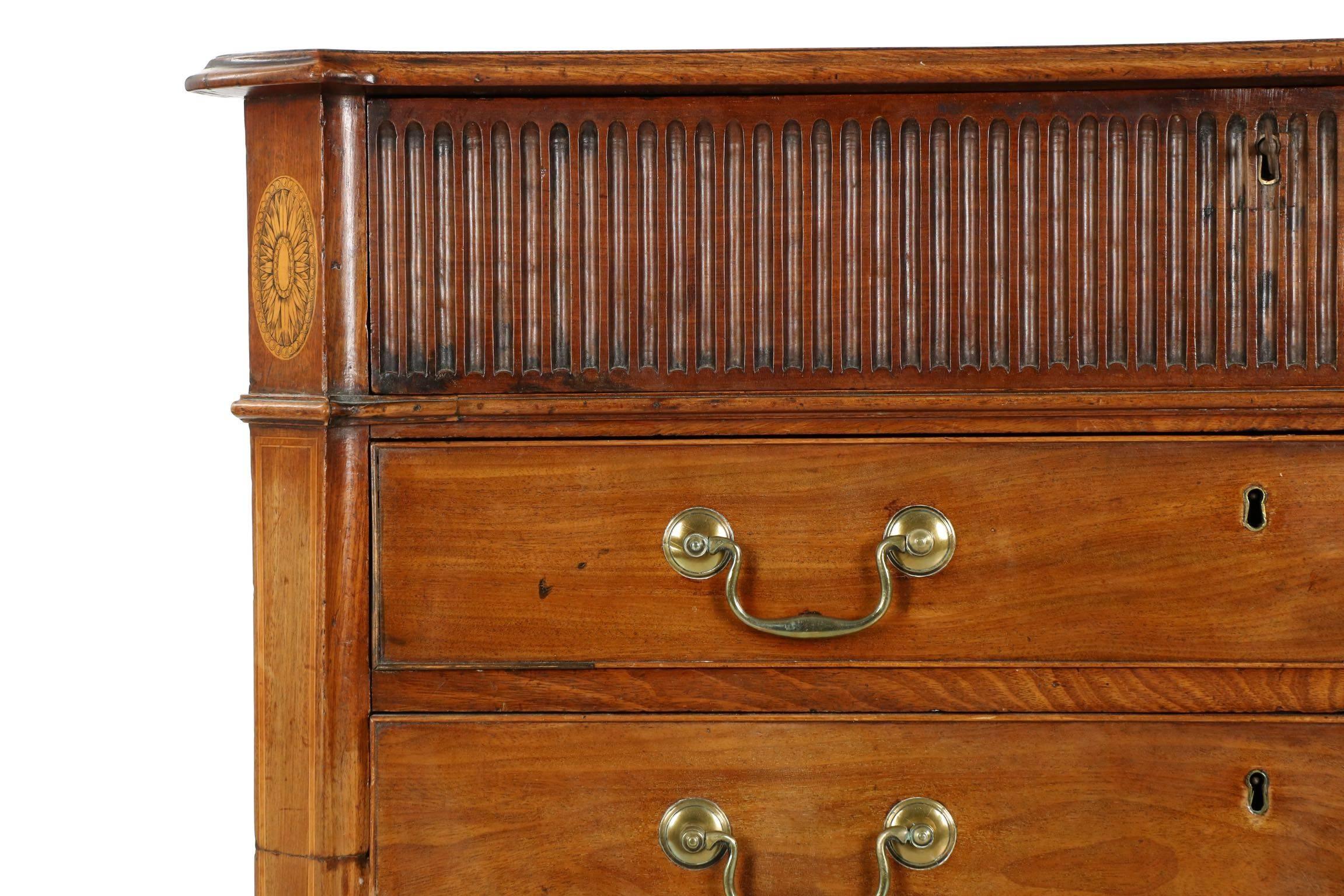 Georgian Inlaid Mahogany Silver and Linens Chest of Drawers, 19th Century 2