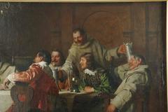 Large and Exceptional Painting of Monks and Soldiers by Fritz Freund, circa 1890