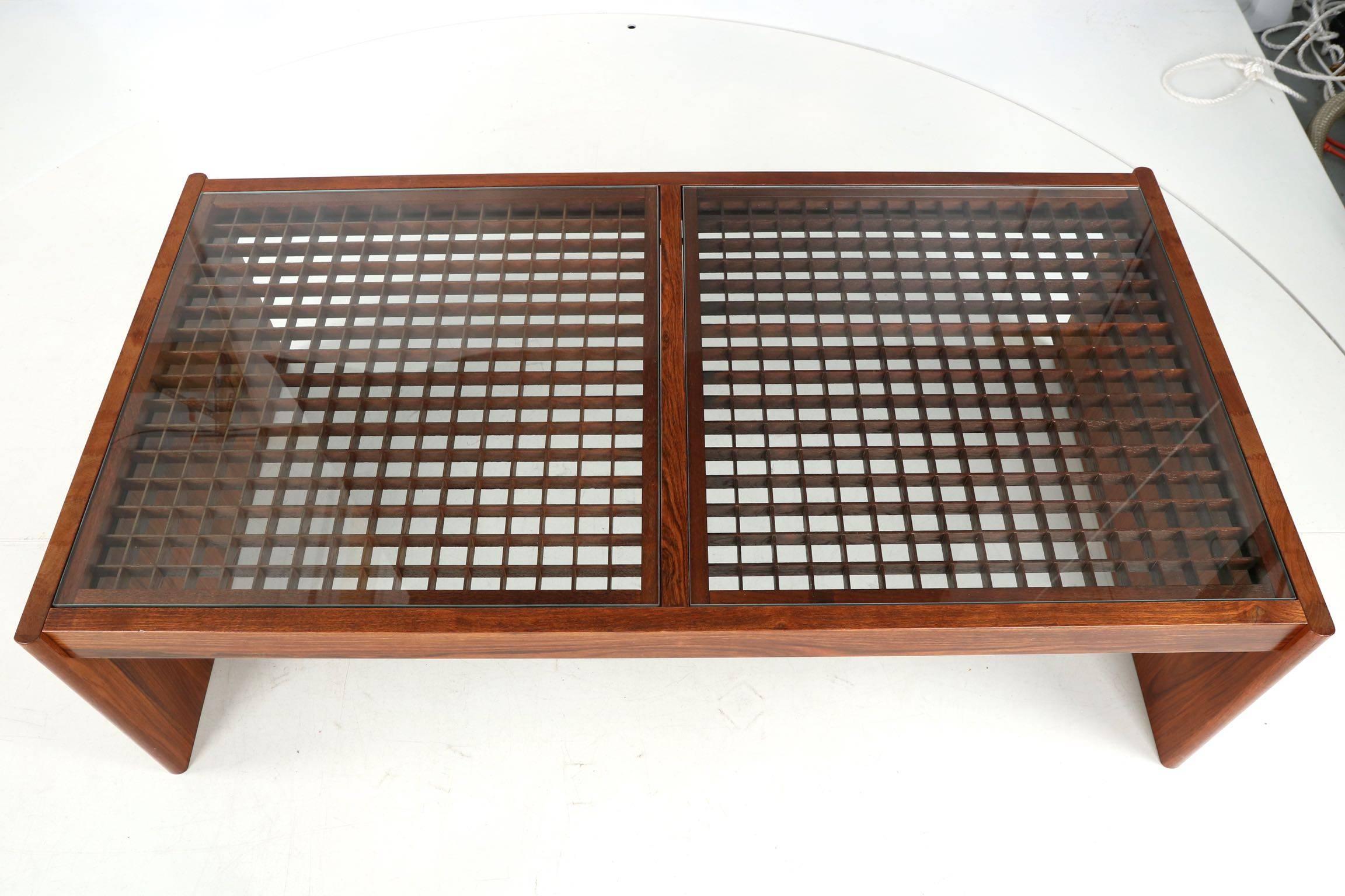 Danish Mid-Century Modern Rosewood Latticework Coffee Table by Komfort 1