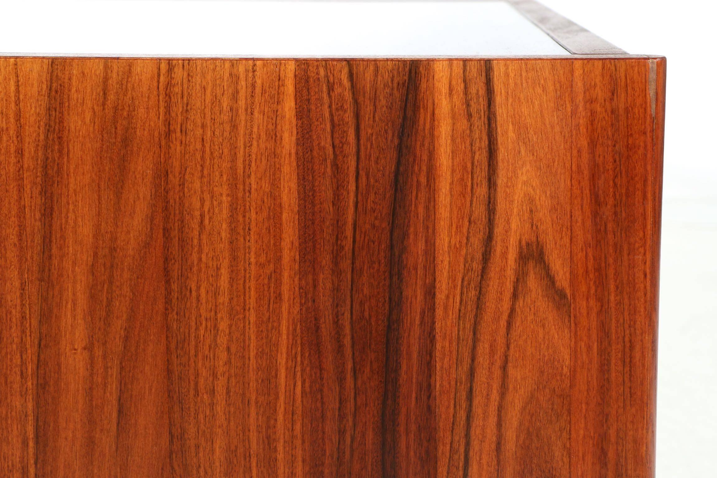 Glass Danish Mid-Century Modern Rosewood Latticework Coffee Table by Komfort