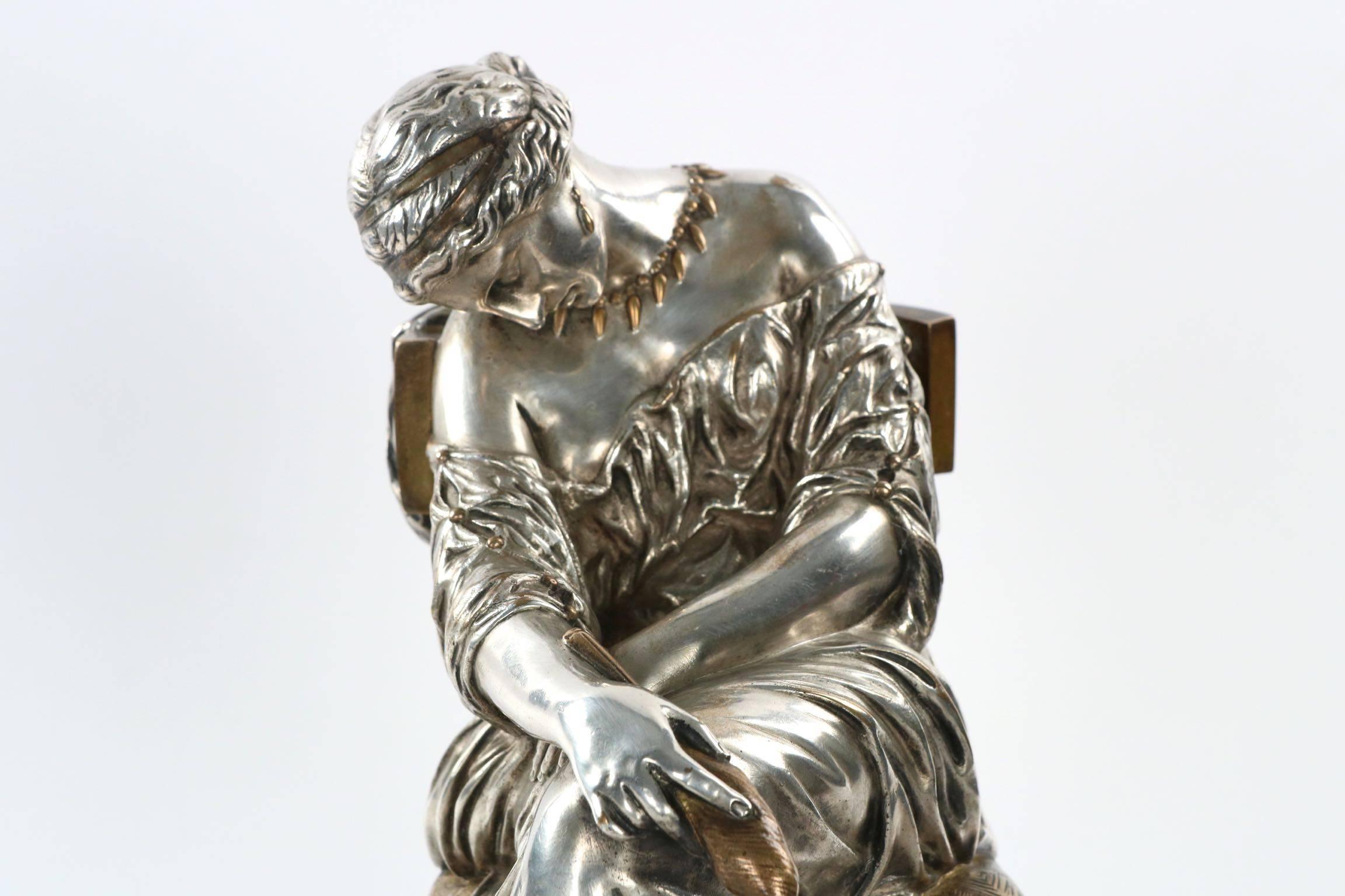 19th Century Silvered French Bronze Sculpture 