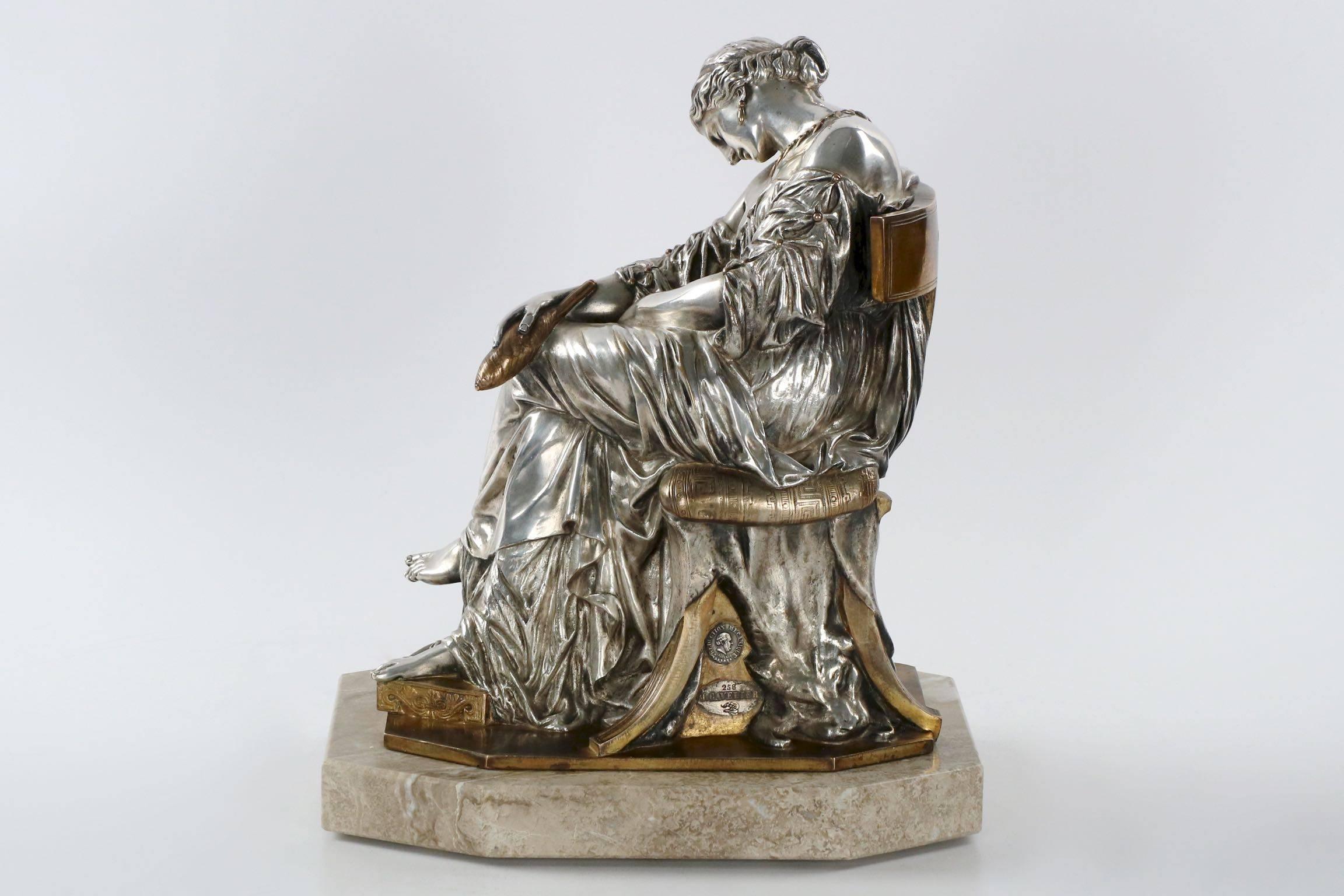 Gilt 19th Century Silvered French Bronze Sculpture 