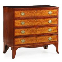 American Federal Birch Inlaid Mahogany Chest of Drawers, Massachusetts c. 1788