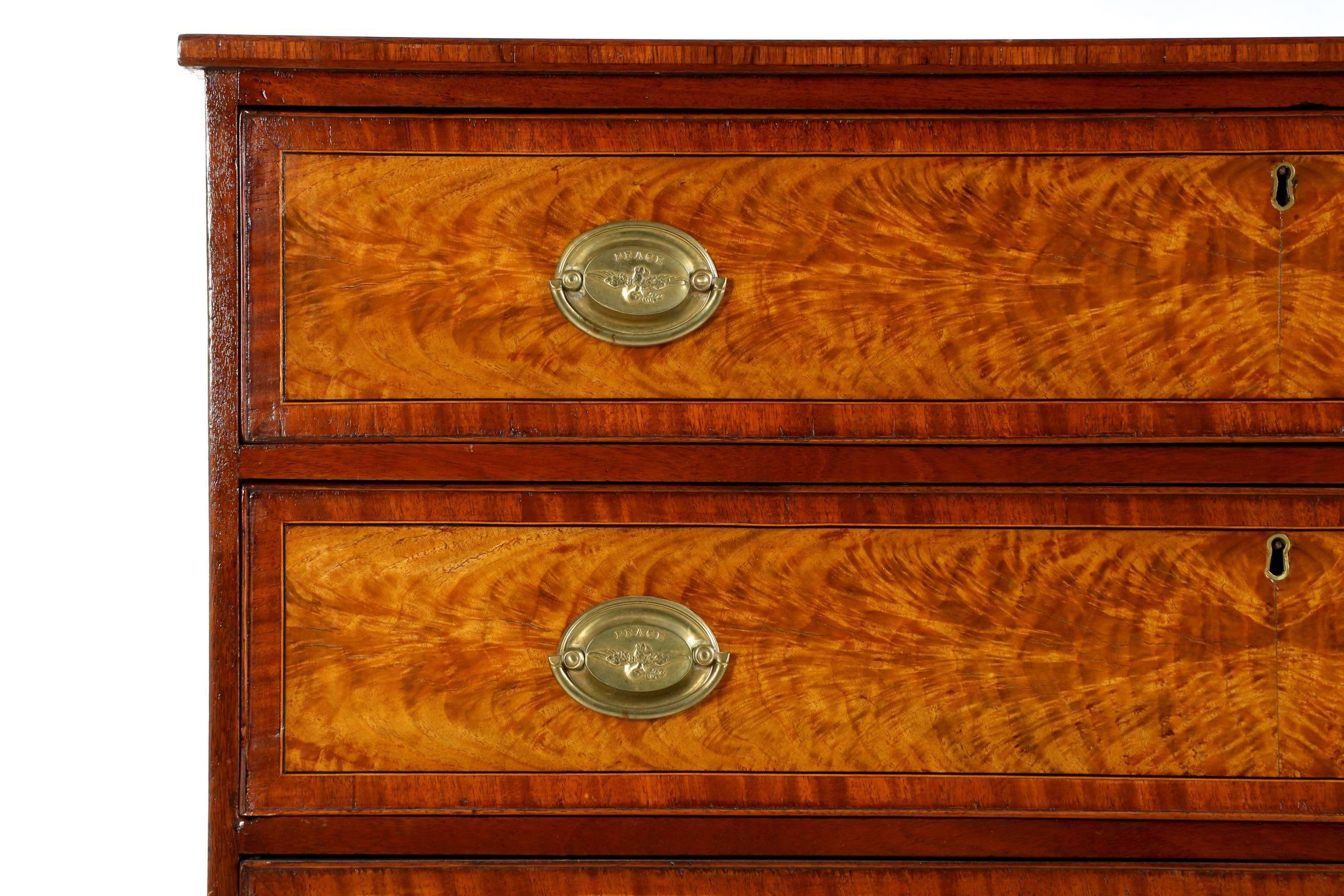 American Federal Birch Inlaid Mahogany Chest of Drawers, Massachusetts c. 1788 2