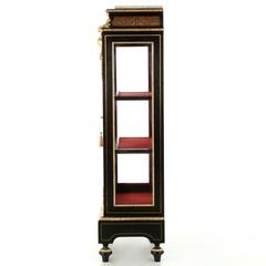 French Napoleon III Style Ebonized Ormolu Bookcase Display Cabinet, 20th Century