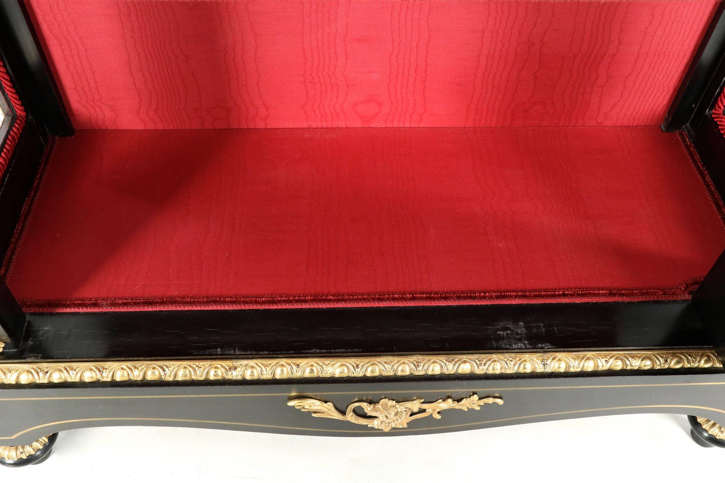 French Napoleon III Style Ebonized Ormolu Bookcase Display Cabinet, 20th Century 5