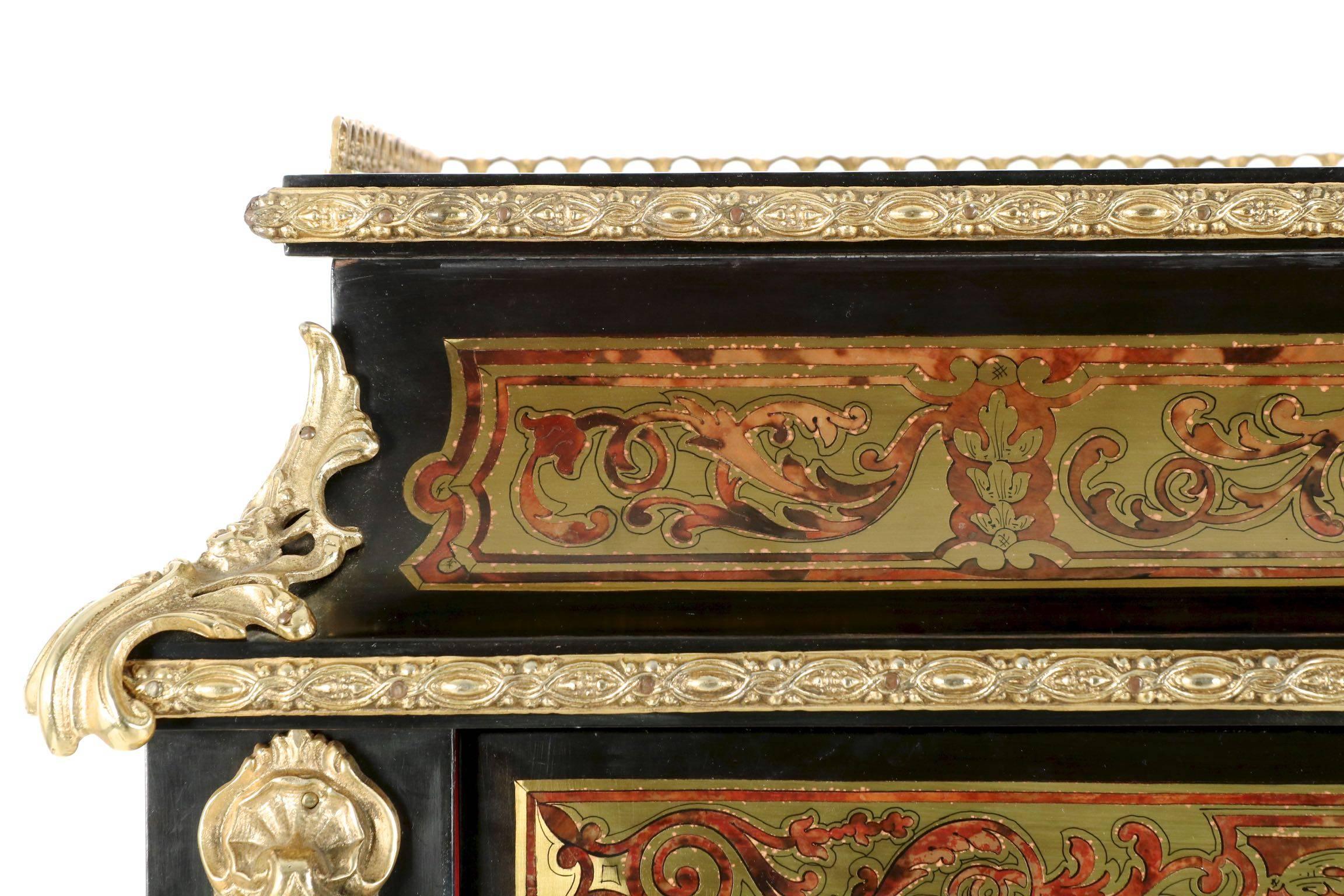 French Napoleon III Style Ebonized Ormolu Bookcase Display Cabinet, 20th Century 1