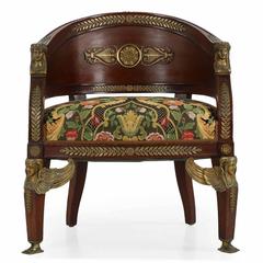 Fine Egyptian Revival Bronze Mounted Mahogany Tub Armchair, circa 1860-1880