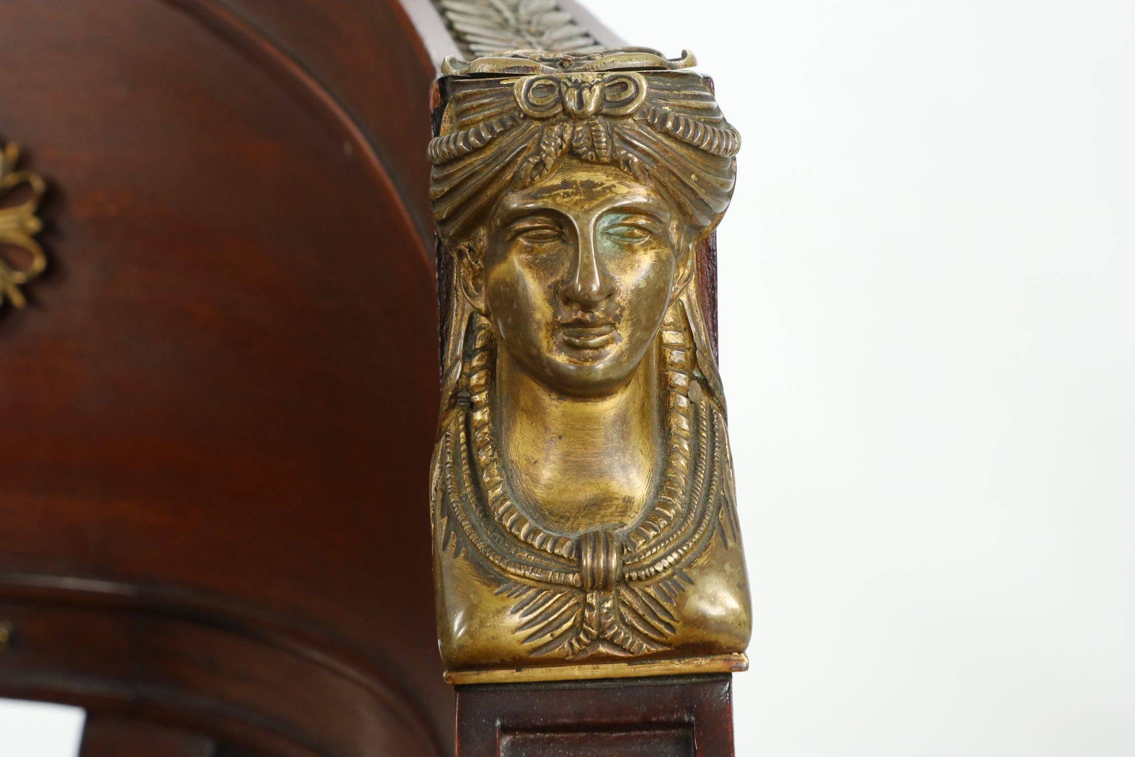 Fine Egyptian Revival Bronze Mounted Mahogany Tub Armchair, circa 1860-1880 4