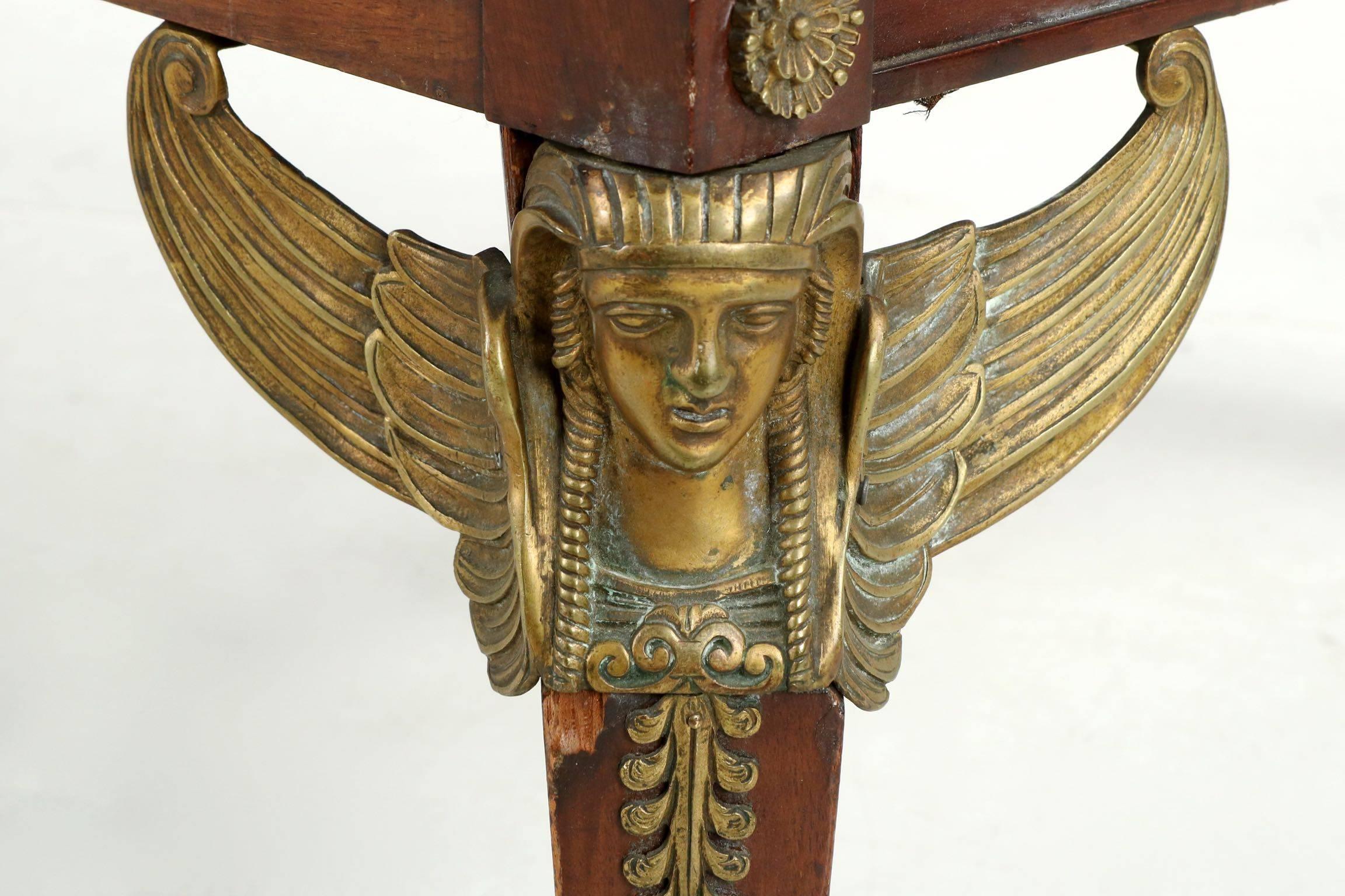 Fine Egyptian Revival Bronze Mounted Mahogany Tub Armchair, circa 1860-1880 5