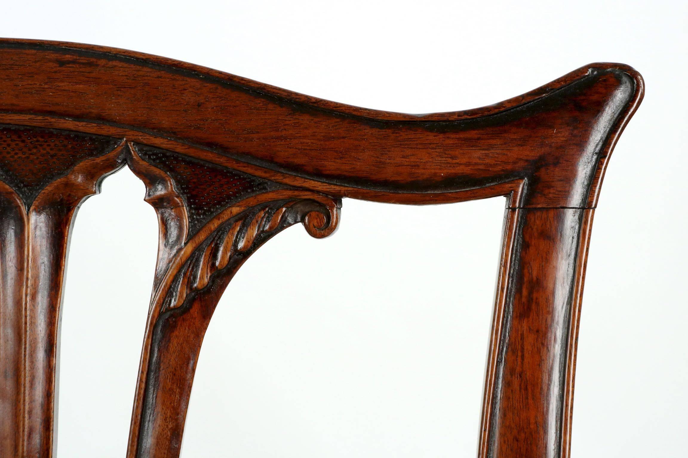 Pair of English Chippendale Mahogany Side Chairs in Gothic Taste, circa 1780 1