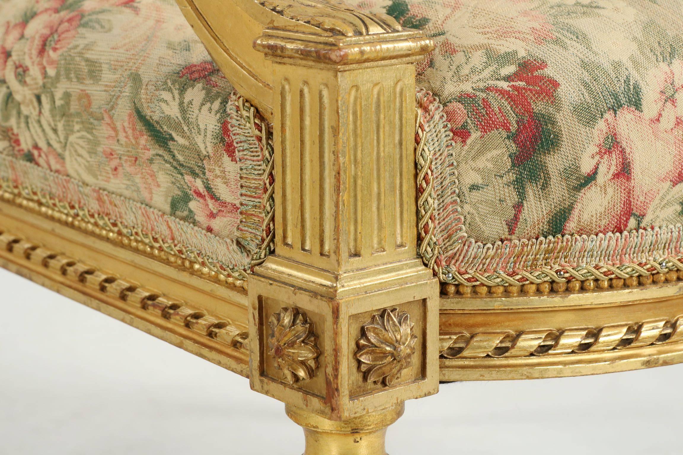 Finely Carved Pair of Louis XVI Style Giltwood Fauteuils, circa 1900 3