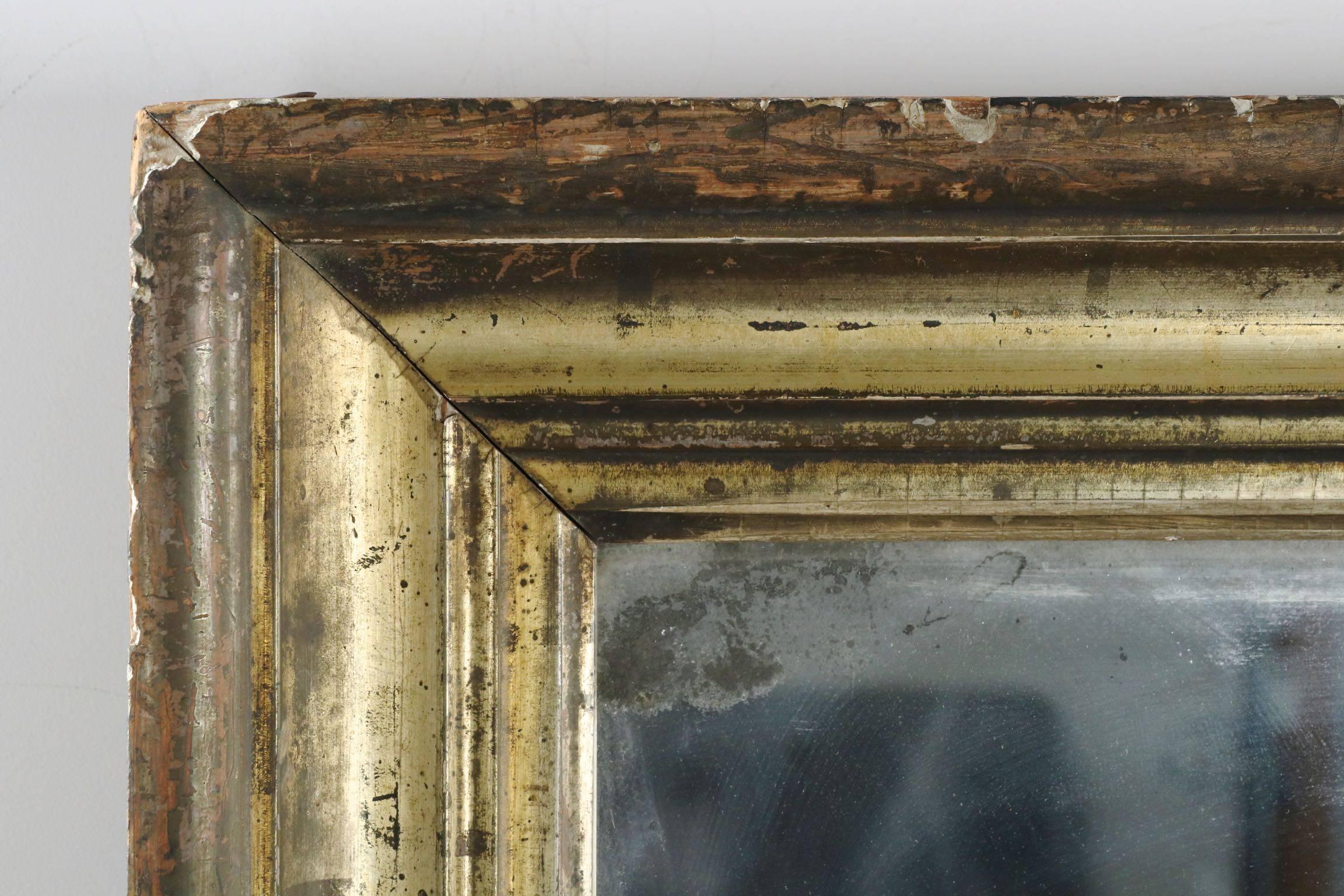 Glass Distressed Regency Giltwood Antique Hall Mirror, 19th Century