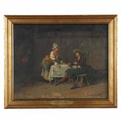 Camillio Innocenti 'Italian, 1871-1961' Antique Interior Tavern Painting, Signed