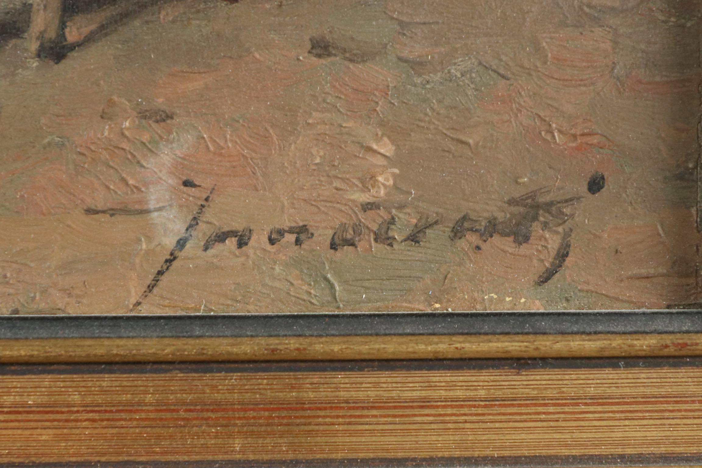 20th Century Camillio Innocenti 'Italian, 1871-1961' Antique Interior Tavern Painting, Signed