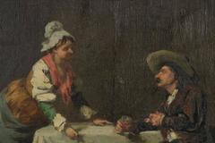 Camillio Innocenti 'Italian, 1871-1961' Antique Interior Tavern Painting, Signed