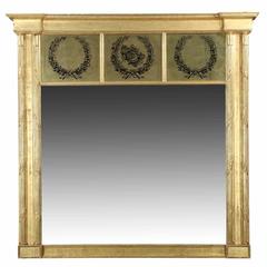 Fine and Very Large Neoclassical Giltwood Over-Mantel Mirror, 19th Century