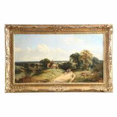 Antique "Sussex Landscape" Painting by Edwin Meadows, circa 1862