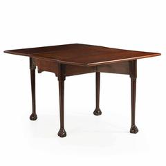 English Georgian Mahogany Ball and Claw Foot Drop-Leaf Dining Table