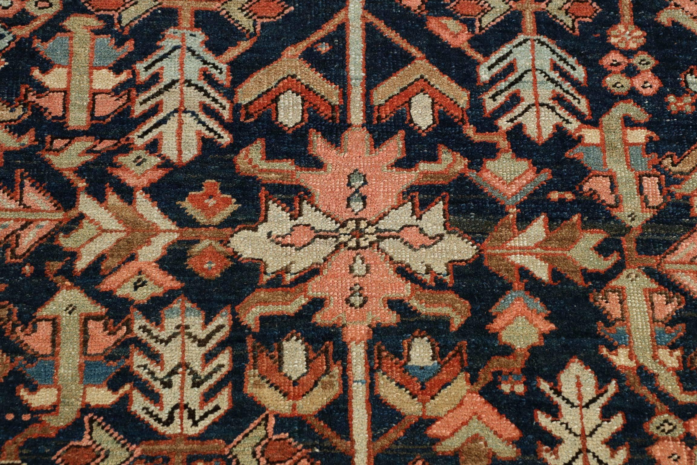Persian Fine Authentic Room Size Antique Heriz Rug w/ Serapi Colors, circa 1900
