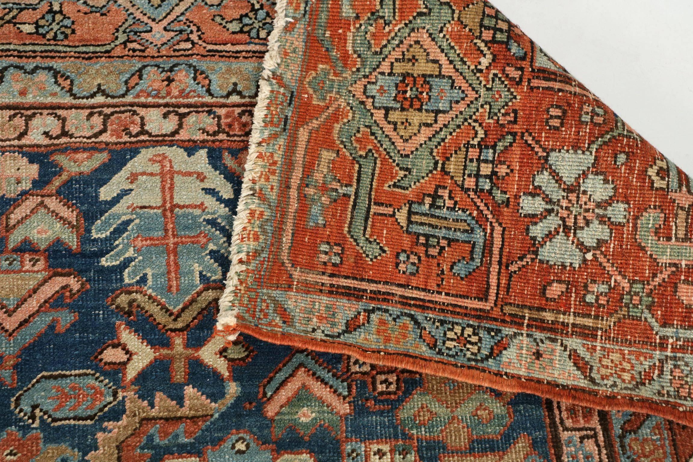 Fine Authentic Room Size Antique Heriz Rug w/ Serapi Colors, circa 1900 1