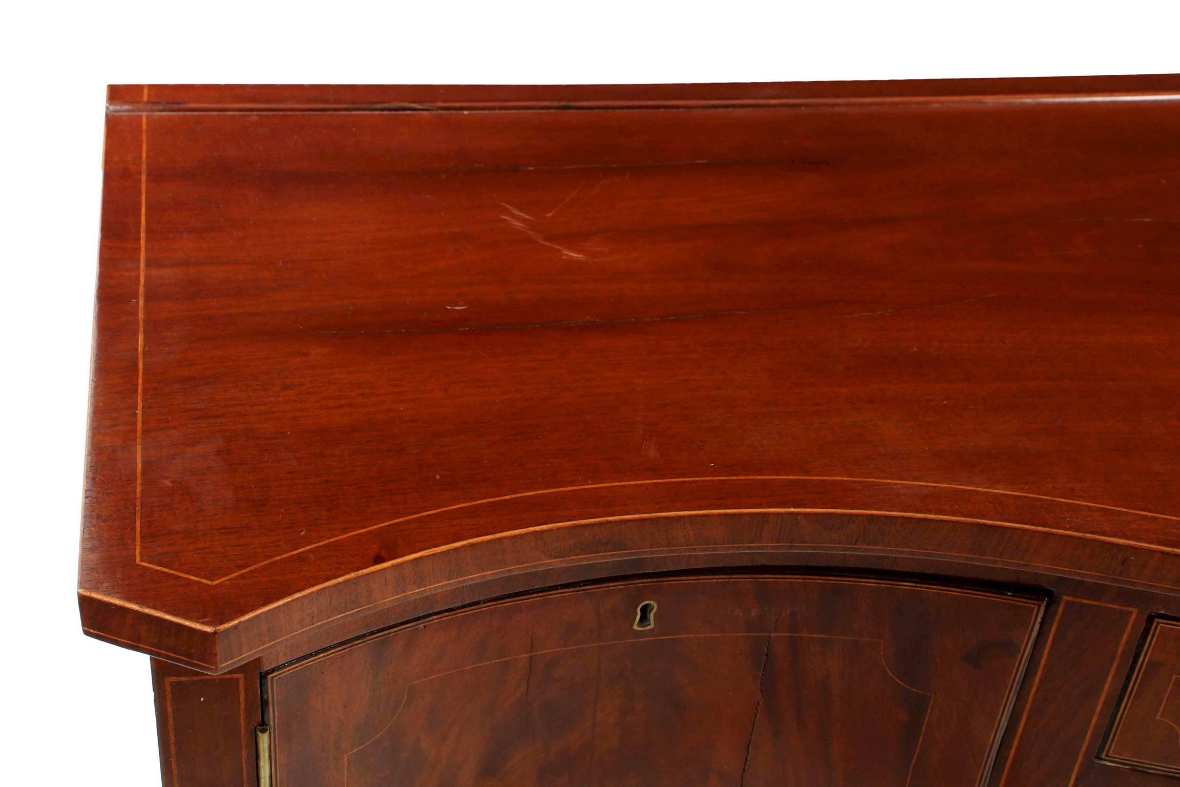 Brass Fine American Federal Style Inlaid Mahogany Antique Sideboard, circa 1900