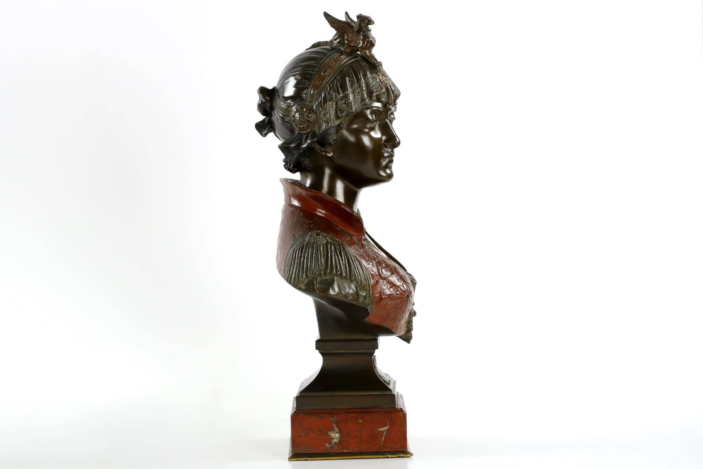 Fine Art Nouveau Cold-Painted Bronze Bust 