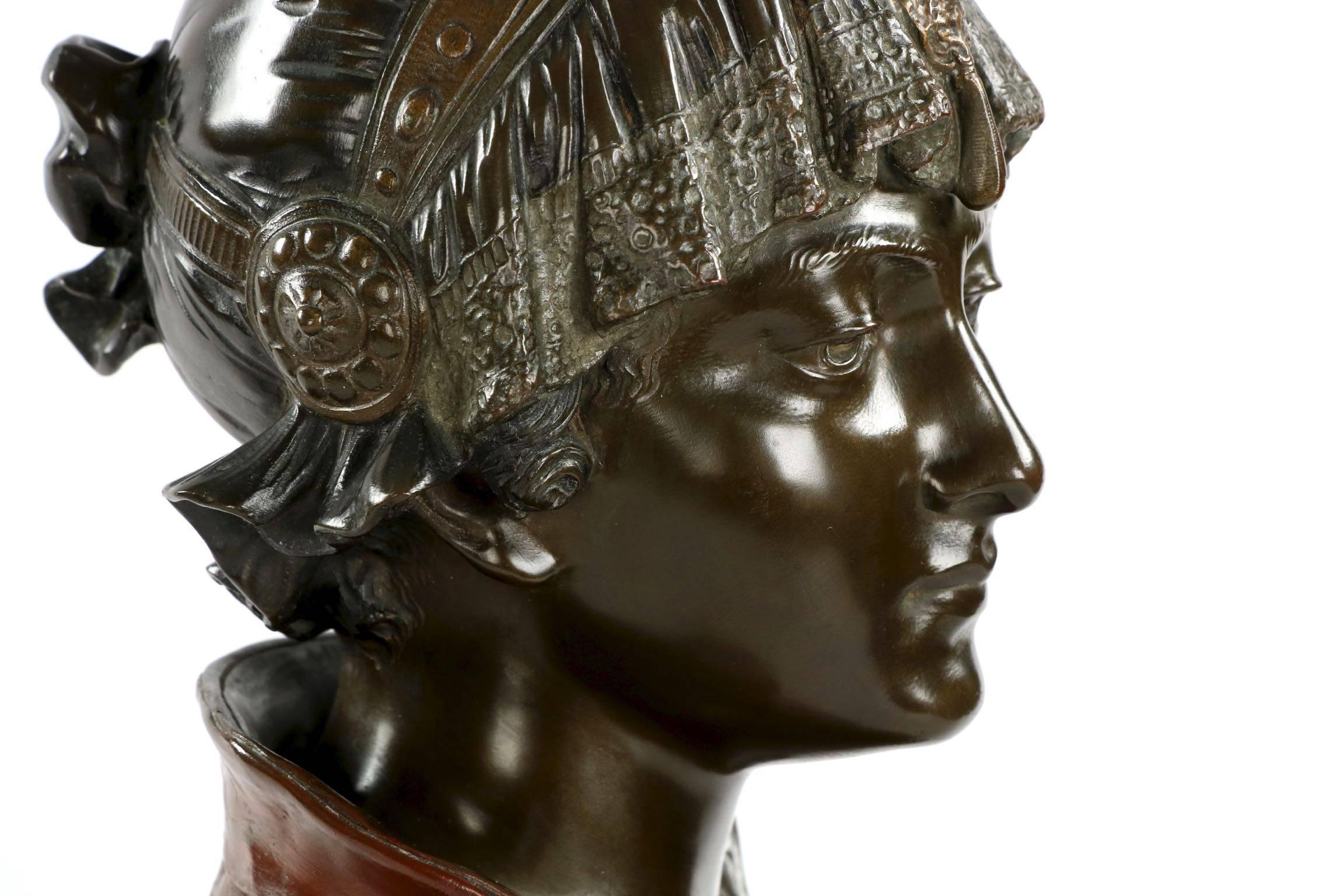 Fine Art Nouveau Cold-Painted Bronze Bust 