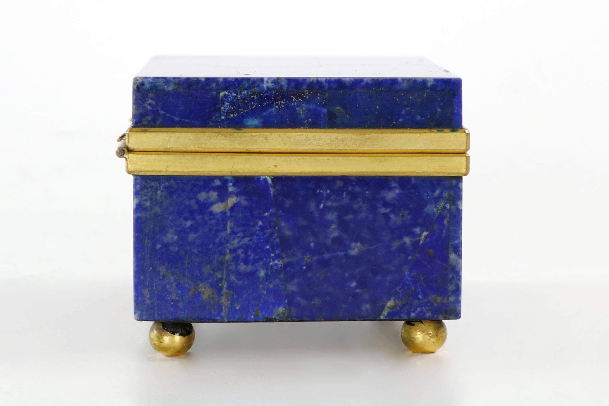 Exquisite Lapis Lazuli Gilt Bronze Jewelry Dresser Box, 20th Century 1