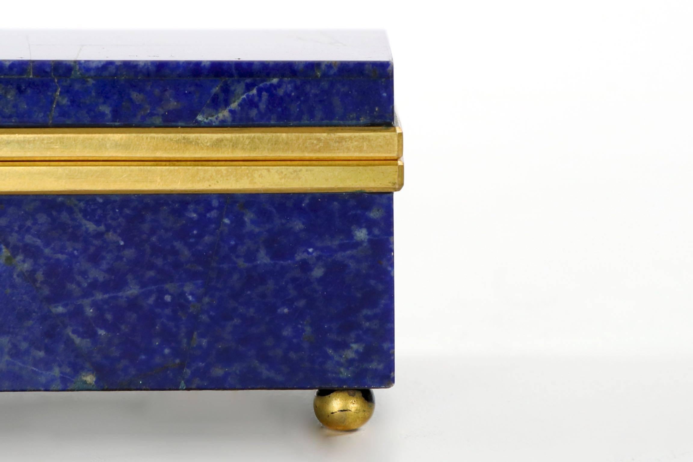 Exquisite Lapis Lazuli Gilt Bronze Jewelry Dresser Box, 20th Century 5