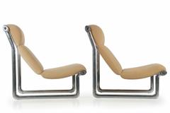 Pair of Hannah Morrison for Knoll Aluminium Sling Lounge Chairs, circa 1970s