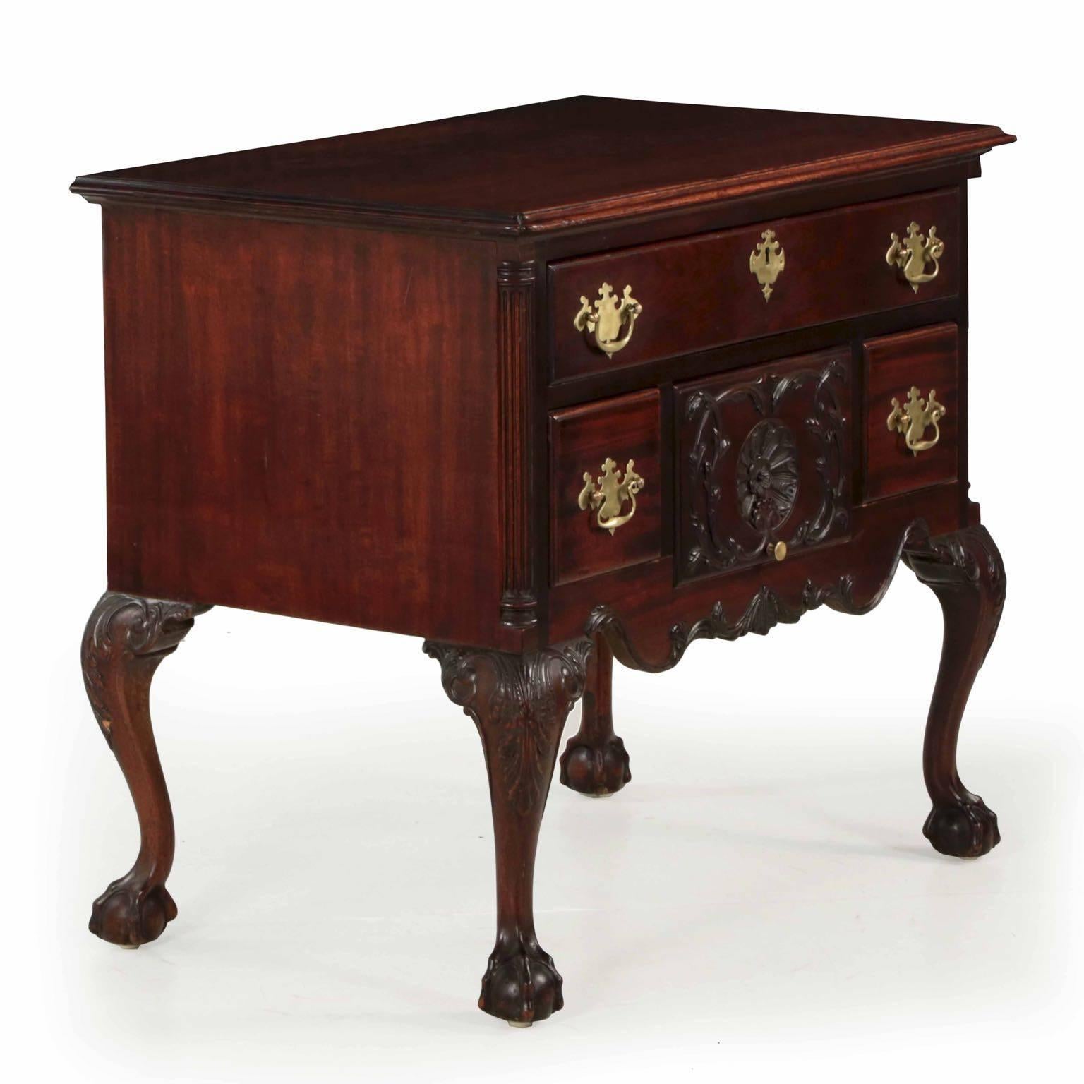 American Chippendale style carved mahogany lowboy
In the Philadelphia taste, late 19th century
Item # 706DOV24I 

A bold and striking work from the last quarter of the 19th century, this carefully benchmade lowboy is modeled after the works of