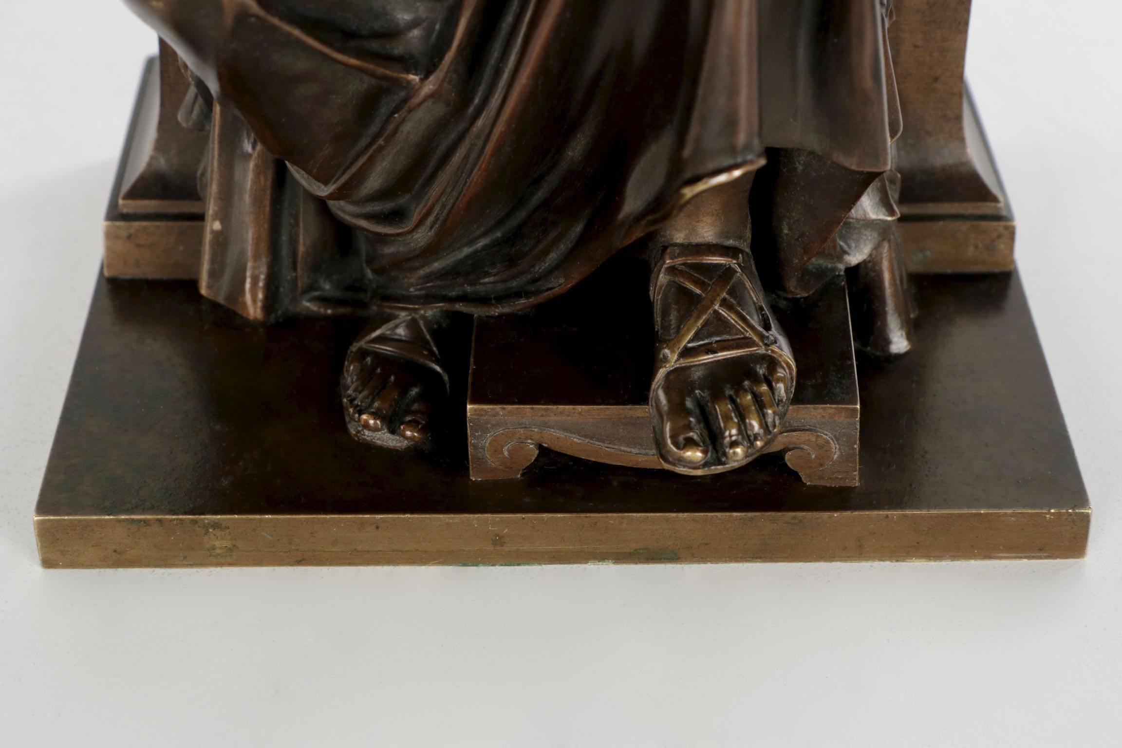 French Antique Bronze Sculpture of Zeno of Elea by Eugene Laurent 2